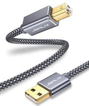 Cabo de impressora JSAUX USB 2.0 tipo A macho para B macho 10 pés cinza