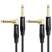 Cabo de instrumento Cable Matters, pacote com 2 unidades, trançado, 6,35 mm TS Cabo de instrumento Cable Matters, pacote com 2 unidades, trançado, 6,35 mm TS