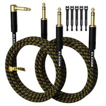 Cabo de instrumento Elecan TRS de 6,35 mm e 1,2 m, pacote com 2 unidades, banhado a ouro Cabo de instrumento Elecan TRS de 6,35 mm e 1,2 m, pacote com 2 unidades, banhado a ouro