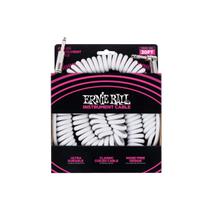 Cabo de instrumento Ernie Ball enrolado em reto/ângulo 9 m branco Cabo de instrumento Ernie Ball enrolado em reto/ângulo 9 m branco