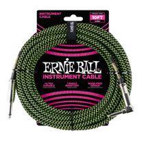Cabo de Instrumento Ernie Ball Trançado (10 Pés) - Verde Neon/Preto Cabo de Instrumento Ernie Ball Trançado (10 Pés) - Verde Neon/Preto
