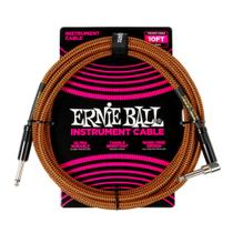 Cabo de instrumento Ernie Ball trançado em reto/ângulo 3m Cabo de instrumento Ernie Ball trançado em reto/ângulo 3m