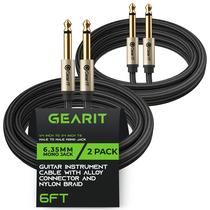 Cabo de instrumento GearIt 6 pés, pacote com 2, 6,35 mm TS macho para macho