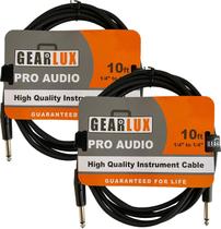Cabo de instrumento Gearlux de 1/4 polegada (10 pés) preto - pacote com 2 Cabo de instrumento Gearlux de 1/4 polegada (10 pés) preto - pacote com 2