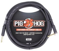 Cabo de instrumento Pig Hog PH10R 1/4-1/4 de ângulo reto 3m preto