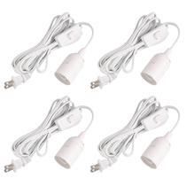 Cabo de luz pendente suspenso de 15 pés com soquete e interruptor E26, pacote com 4 Cabo de luz pendente suspenso de 15 pés com soquete e interruptor E26, pacote com 4