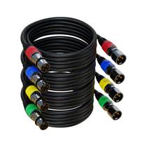 Cabo de microfone AuxLink XLR, 6 pés, pacote com 4 unidades, banhado a ouro, balanceado