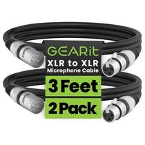 Cabo de microfone GearIt XLR macho para fêmea, 1 m, pacote com 2 unidades, preto