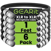 Cabo de microfone GearIt XLR macho para fêmea, 30 cm, pacote com 6 Cabo de microfone GearIt XLR macho para fêmea, 30 cm, pacote com 6
