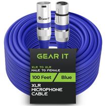 Cabo de microfone GearIt XLR macho para fêmea 30 m 3 pinos azul