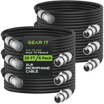 Cabo de microfone GearIt XLR macho para fêmea, 6 m, pacote com 6 m, preto