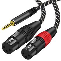 Cabo de microfone Muchfox Dual XLR fêmea para 3,5 mm TRS de 10 pés