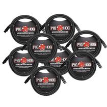 Cabo de microfone Pig Hog PHM10 de alto desempenho XLR de 3 pinos de 10 pés e 8 mm - pacote com 8