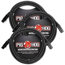Cabo de microfone Pig Hog PHM10 Tour Grade XLR de 10 pés, pacote com 3