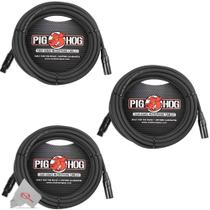 Cabo de microfone Pig Hog PHM20 XLR M/F 6m, pacote com 3