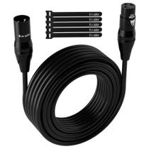 Cabo de microfone XLR ajustável 15 m 3 pinos blindado balanceado