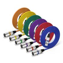 Cabo de microfone XLR EBXYA 2m, 6 pacotes de cores, macho para fêmea, 3 pinos