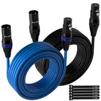 Cabo de microfone XLR Kxable de 10,67 m (pacote com 2) blindado de macho para mulher Cabo de microfone XLR Kxable de 10,67 m (pacote com 2) blindado de macho para mulher