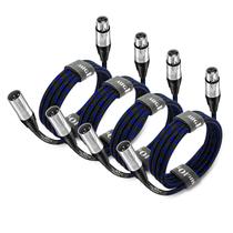Cabo de microfone XLR para XLR Pro, 3 m, pacote com 4 unidades, azul Cabo de microfone XLR para XLR Pro, 3 m, pacote com 4 unidades, azul