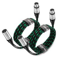 Cabo de microfone XLR para XLR Pro, 9 m, pacote com 2 unidades, verde macho para fêmea