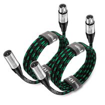 Cabo de microfone XLR para XLR Pro de 0,9 m, pacote com 2 unidades, verde macho para fêmea