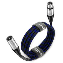 Cabo de microfone XLR Pro Augioth macho para fêmea, 3 pinos, azul, 6 m Cabo de microfone XLR Pro Augioth macho para fêmea, 3 pinos, azul, 6 m