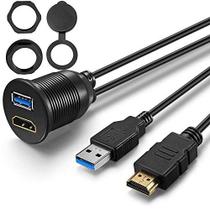 Cabo de montagem OBVIS USB3.0 HDMI USB3.0 e HDMI Extension Flush, Dash, Cabo de montagem do painel, para carro, barco, motocicleta (3 pés)