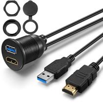 Cabo de montagem USB3.0 e HDMI Flush Dash Panel Car Boat 1m