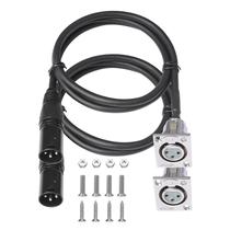 Cabo de passagem XLR de 2 pés e 3 pinos tipo D, pacote XLR M a F 2