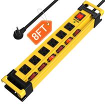 Cabo de proteção contra sobretensão Power Strip Plug'n 2700J de 6 tomadas de 8 pés Cabo de proteção contra sobretensão Power Strip Plug'n 2700J de 6 tomadas de 8 pés