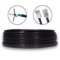 Cabo de Rede 100% Cobre 100 Metros CAT6 Preto Área Externa Dupla Capa Blindado UTP Fio Lan