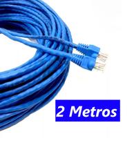 Cabo de rede 2 Metros azul profissional CFTV Internet Montado PRONTO PARA USO