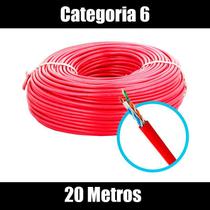 Cabo de rede 20 Metros para internet. Categoria 6 Anatel - Cor Vermelho