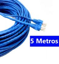 Cabo de rede 5 Metros azul profissional CFTV Internet Montado PRONTO PARA USO