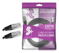 Cabo De Rede Blindado 5m Ethernet Rj45 Cat5e Preto 5 Metros +