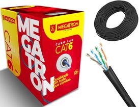 Cabo De Rede Cat6 PRETO Megatron 100% Cobre ROLO 20 METROS