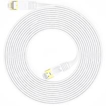 Cabo de Rede Cat7 STP 10Gbps - Patch Cable Plano RJ45 Branco - 10m