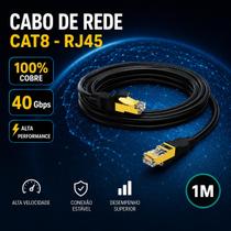 Cabo de Rede CAT8 RJ45 1 Metro 40Gbps 2000MHz S/FTP 100 Cobre Anatel Cabo de Rede CAT8 RJ45 1 Metro 40Gbps 2000MHz S/FTP 100 Cobre Anatel