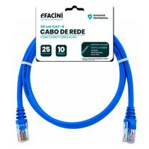 Cabo De Rede Efacini Azul Cat6 Ef-Connect 100% Cobre, Anatel 25 Centimetros Cabo De Rede Efacini Azul Cat6 Ef-Connect 100% Cobre, Anatel 25 Centimetros