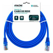Cabo De Rede Efacini Azul Cat6 Ef-Connect 100% Cobre, Anatel 6 Metros Cabo De Rede Efacini Azul Cat6 Ef-Connect 100% Cobre, Anatel 6 Metros