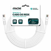Cabo de Rede eFacini Branco CAT6 100 Cobre, Anatel 20 Metros