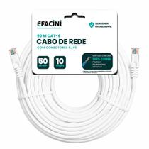 Cabo de Rede eFacini Branco CAT6 100 Cobre, Anatel 50 Metros