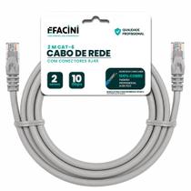 Cabo de Rede eFacini CAT6 100 Cobre, Anatel 2 Metros