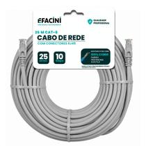 Cabo de Rede eFacini CAT6 100 Cobre, Anatel 25 Metros cinza