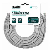 Cabo de Rede eFacini CAT6 100 Cobre, Anatel 30 Metros cinza