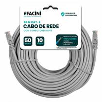 Cabo de Rede eFacini CAT6 100 Cobre, Anatel 50 Metros cinza
