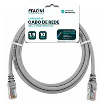 Cabo De Rede Efacini Cinza Cat6 Ef-Connect 100% Cobre, Anatel 1,5 Metros Cabo De Rede Efacini Cinza Cat6 Ef-Connect 100% Cobre, Anatel 1,5 Metros