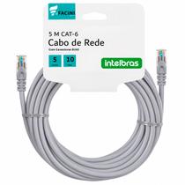 Cabo de Rede eFacini Cinza CAT6 Intelbras 100% Cobre, Anatel 5 Metros