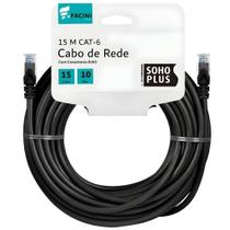 Cabo de Rede eFacini Preto CAT6 Furukawa 100% Cobre, Anatel 15 Metros Cabo de Rede eFacini Preto CAT6 Furukawa 100% Cobre, Anatel 15 Metros