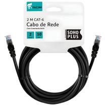 Cabo de Rede eFacini Preto CAT6 Furukawa 100% Cobre, Anatel 2 Metros